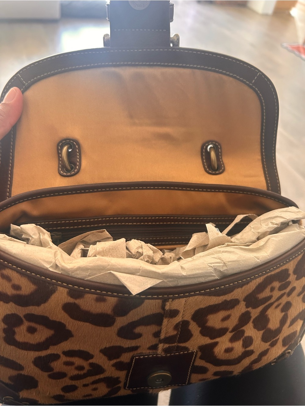 Coach Suede Madison Leopard Print Bag - Picture 4 of 5